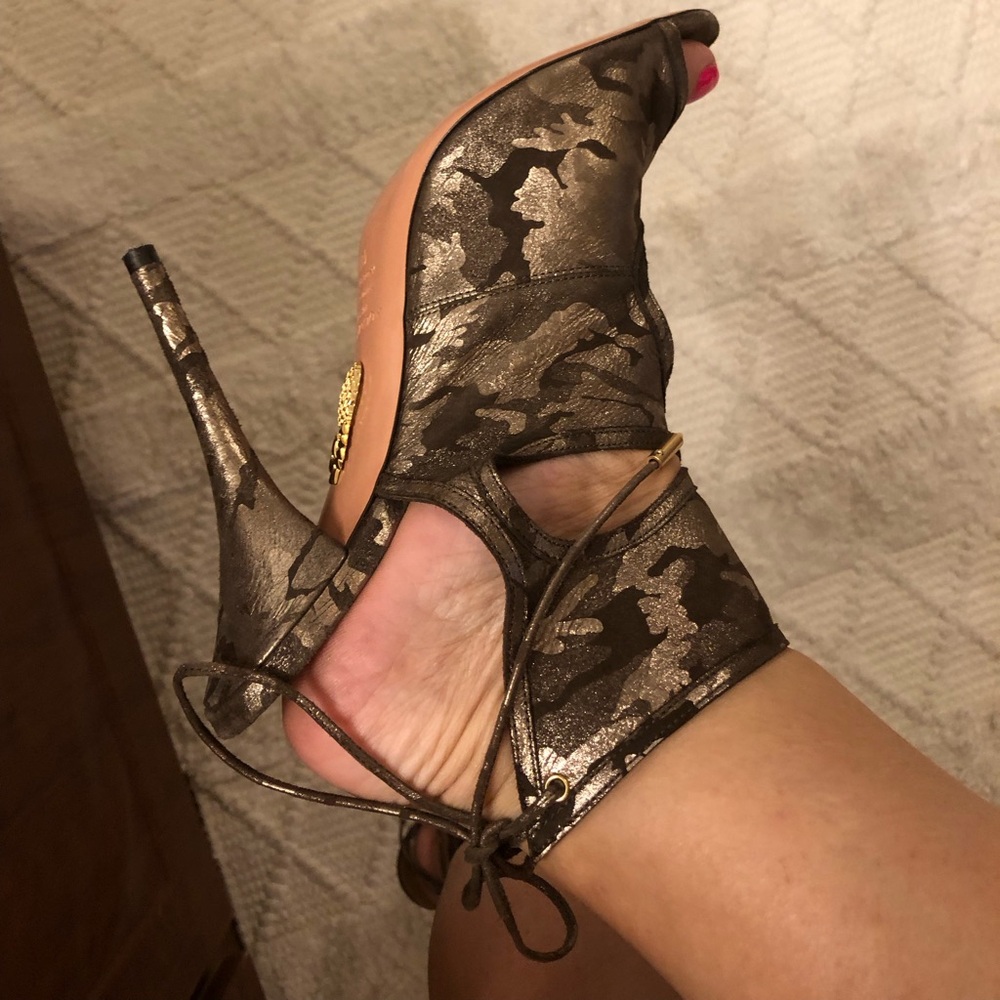 Aquazzura Exclusive Dark Brown Genuine Leather Sandals, Leather Soil